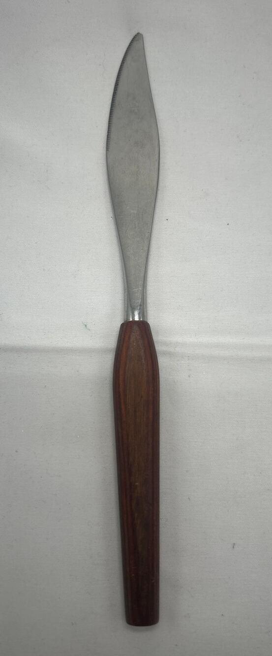 Vtg Mode Danish Steak Knife Teak Wood Handle Stainless Sheffield England MCM